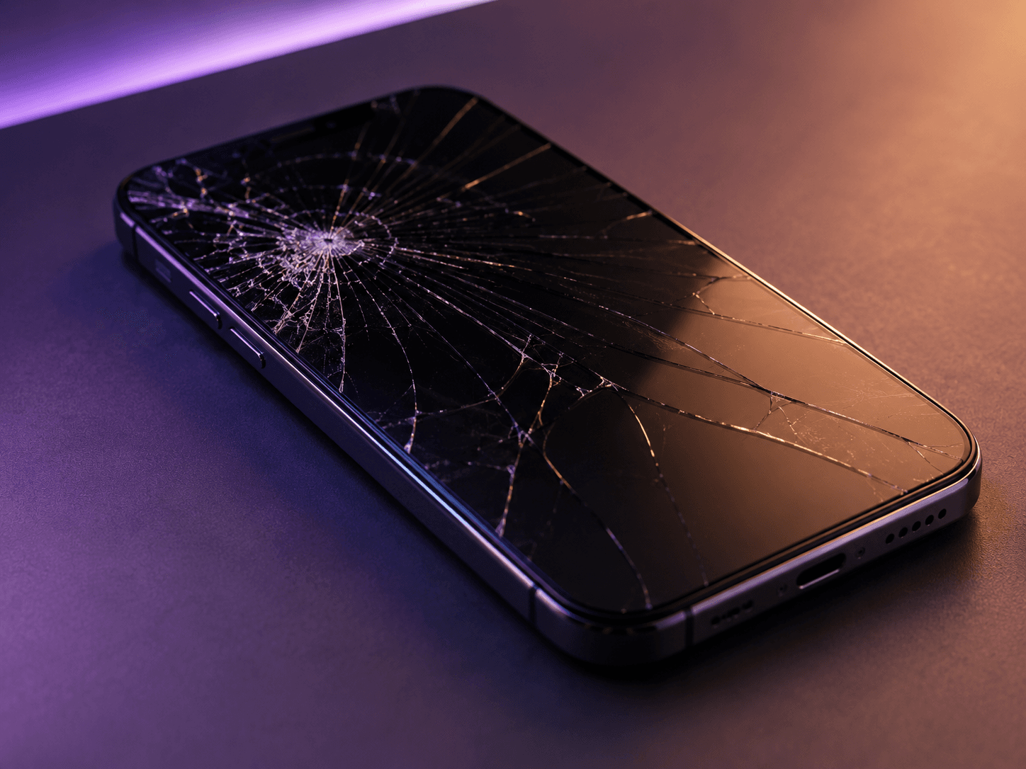 Écran de téléphone cassé en gros plan